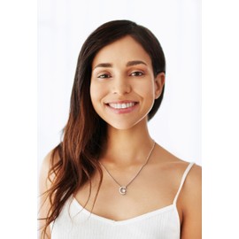 Sofia Milani - Women's Necklace 925 Silver with Zirconia Stones - Moon Pendant, Sterling Silver, Cubic Zirconia