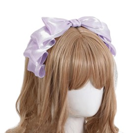 PrimeBlis Lolita Ribbon Charm Lolita Headdress Lolita Hair Ornament Headband Lace Bowknot Cute Cute Cute Cosplay Lolita Maid Cafe (Purple, F)