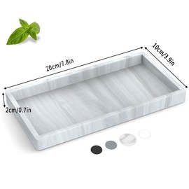 Oval Tray, White, Decorative Tray, Bathroom Tray, Small Tray, Marble Top Round, for Living Room, Bedroom, Sink, Bath and Kitchen Sink (Oval)