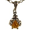 SA Necklaces Baltic amber and sterling silver 925 cognac ladybird