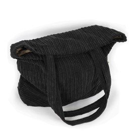 ITAVL Corduroy Oversize Tote bag, Big Capacity Reusable Shopping Bag Casual Handbags shoulder Bag for Ladies College School bookbag Laptop bag for Girls (Black)