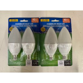 Intertek 4 Watt (40W) LED B10 Chandelier 3000K 340 Candelabra Light Bulbs 2-PACK