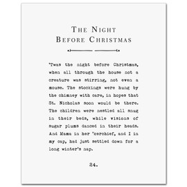 The Night Before Christmas Wall Art Vintage Book Page Wall Decor, Holiday Sign Farmhouse Christmas Decor 8x10 inch - UNFRAMED