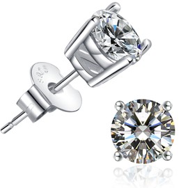 Brilliant Cut CZ stud earrings – 18K Gold Plated Stud Earrings For Women Men Ear Piercing Earrings Cubic Zirconia Inlaid,4-7 mm Available