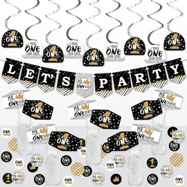 Big Dot of Happiness 1st Birthday Little Mr. Onederful - Boy First Birthday Party Supplies Decoration Kit - Decor Galore Party Pack - 51 Pieces