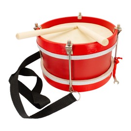 3848 Children's Wooden Marching Drum with Carry Strap and 2 Batons, Diameter 22 cm, Drum for Children