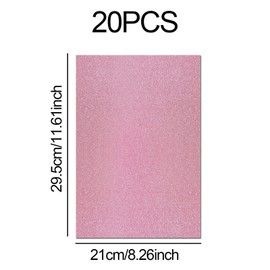 Glitter Cardstock Paper A4, 20 Sheets Creative Colored Shimmer Sparkly Paper Thin Craft Cardstock Paper for DIY Party Graduation Decor, Birthday Party Decor (Pink)