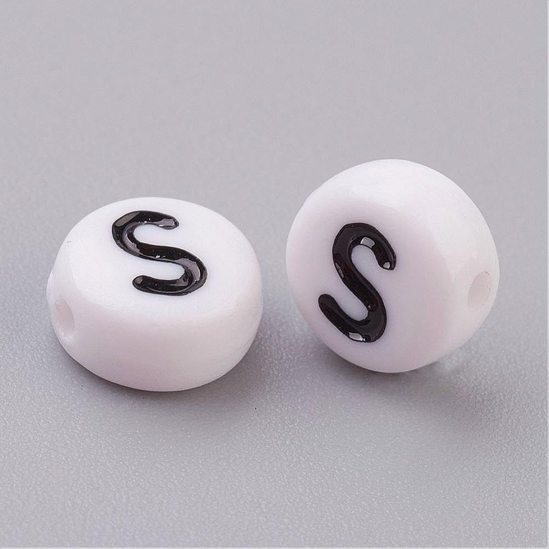 Handicraft Emporium Flat Round Alphabet Acrylic Beads | Approx 20g