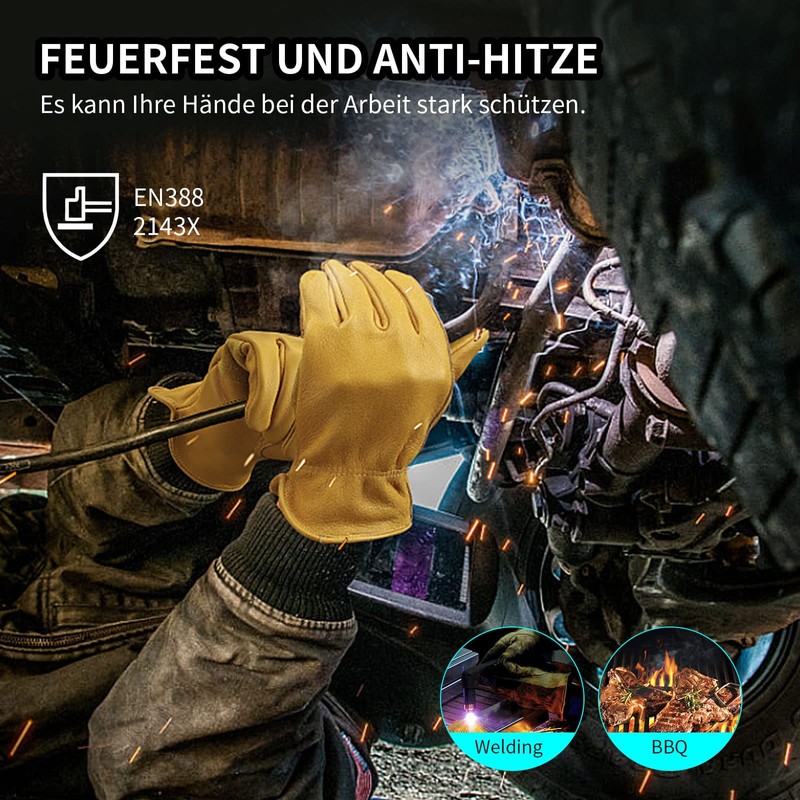 Ozero Work Gloves, Leather Gloves for Working, Gardening, 1 Pair