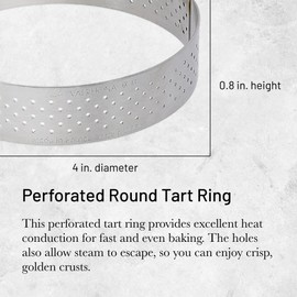 Perforated Tart Ring, Round, in Stainless Steel, 0.75-Inch high O 4-Inch