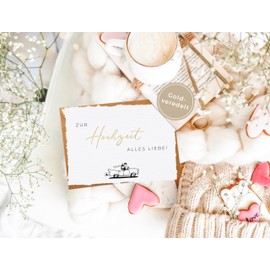 Joli Coon Wedding Card "Zur Hochzeit alles Liebe zur Hochzeit alles Liebe [German Language] A6 with Natural Envelope and Wax Seal