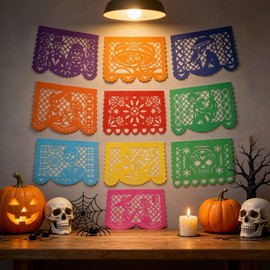100PC Papel Picado Mexicano para Altar Día Muertos 37x25 cm