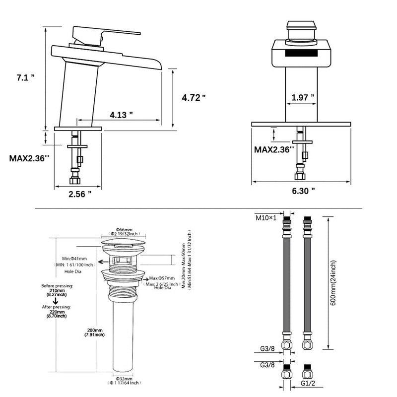 AVSIILE LED Bathroom Sink Faucet, Brushed Nickel Waterfall Single Hole