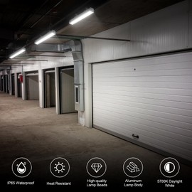 50W LED Work Light Bar, 6000LM 5700K Daylight White, 110° Beam Angle Floodlight 20in Linear Shop Light with On/Off Switch, Adjustable Bracket, 10ft Cable for Warehouse, Garage, Shop, Factory (Silver)