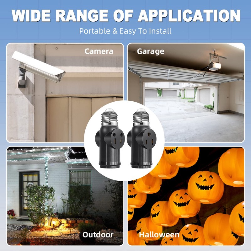 Light Socket to Plug Adapter (3 Pack), Light Bulb Outlet