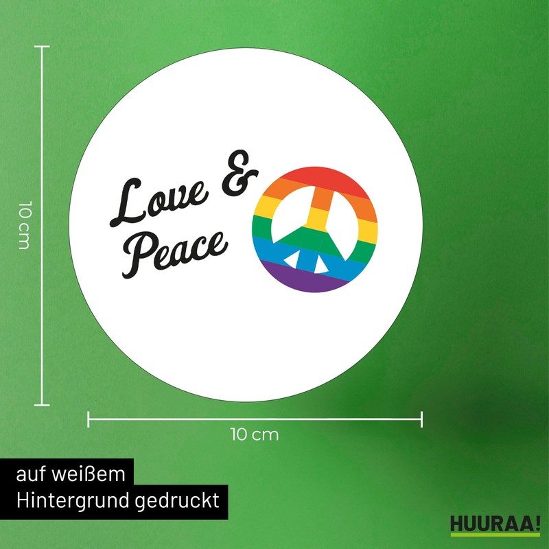 Huuraa Sticker Love & Peace Gift 10 cm Sticker Love