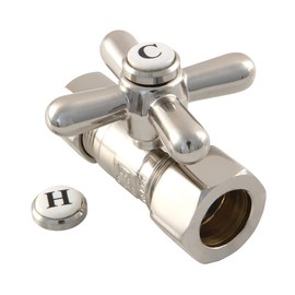 Kingston Brass CC44458X 5/8" OD Comp X 1/2" OD Comp Straight Shut-Off Valve, Brushed Nickel