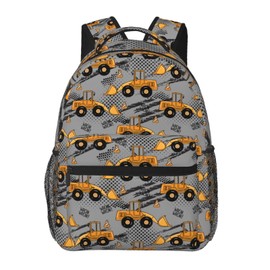 CRAYUKT Heavy excavator construction building Backpack 16 Inch School Bookbag for Teenager Boys Girls Travel Hiking Camping Rucksack Daypack