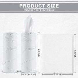JUSTTOP Car Tissue Holder,Car Travel Kleenex Cup Holder with 4 Pack Facial Tissues,Convenient Tissue Bag,Car Accessories Interior for Women and Man 4 Canisters White