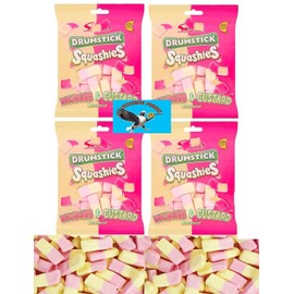 Swizzels Squashies Drumstick Rhubarb & Custard Flavor Gummy Candy 17oz Total - Includes PITCHING PIGEON Brand Magnet