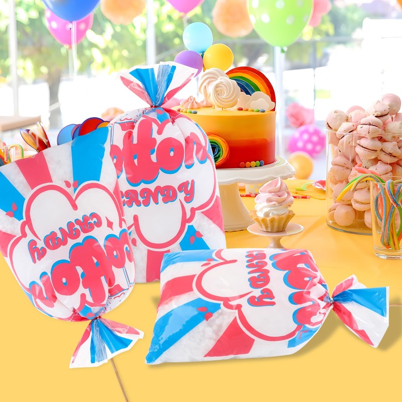 LEOSINDA 25 Pcs Cotton Candy Bags,12 x 18 Inches with