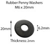 M6 x 20mm Black Rubber Penny Washers (Pack of 10)