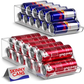Sorbus Skinny Soda Can Organizer for Refrigerator - Slim Can Holder Drink Dispenser for Fridge - Soda Can Organizer for Fridge, Pantry, Kitchen Organization and Storage (Set of 2)