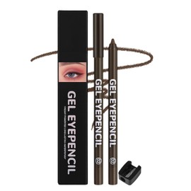 Erinde 2 Pcs Lápiz Delineador de Ojos en Gel Resistente Al Agua, De Larga Duración y a Prueba de Manchas, Fácil de Afilar, Acabado Mate Cremoso, Delineador de Ojos Altamente Pigmentado Para Mujere,#2+#2