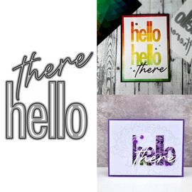 XMZZMX Words Hello There Metal Cutting Dies for Card Making, Paper Embossing Die Cuts Kit Templates Supplies, Photo Frame Album DIY Scrapbooking Stencils Sets
