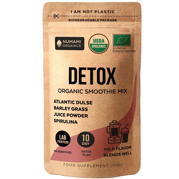 Detox Organic Smoothie Powder with Healthy Spirulina, Atlantic Dulse and Barley Grass Juice Powder, Premium Quality superfood from Europe