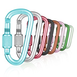 8 Pcs Locking Carabiner, Ymapinc D-Ring Locking Carabiner Keychain Clip, Snap Hook Sport Accessories for Outdoor Camping Hiking Keychain Dog Leash