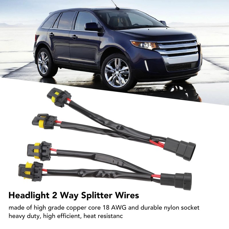 Headlight 2 Way Splitter Cable Socket Harness Male to Female