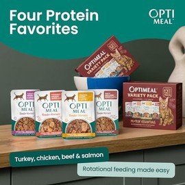 Optimeal Wet Cat Food Variety Pack - Savory Protein Selection, Grain Free Tender Morsels, High Protein Premium Nutrition Made with Natural European Ingredients, Adult Cat Pouches 3oz (Pack of 12)