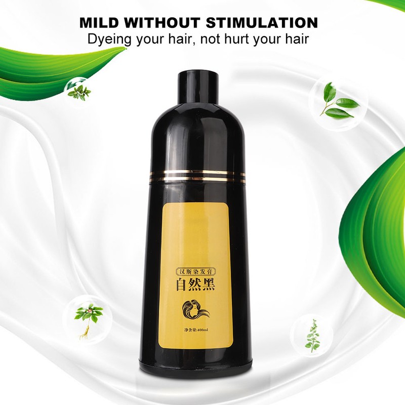 400ml Natural Plant Black Hair Shampoo Hair Dye Black Coloring