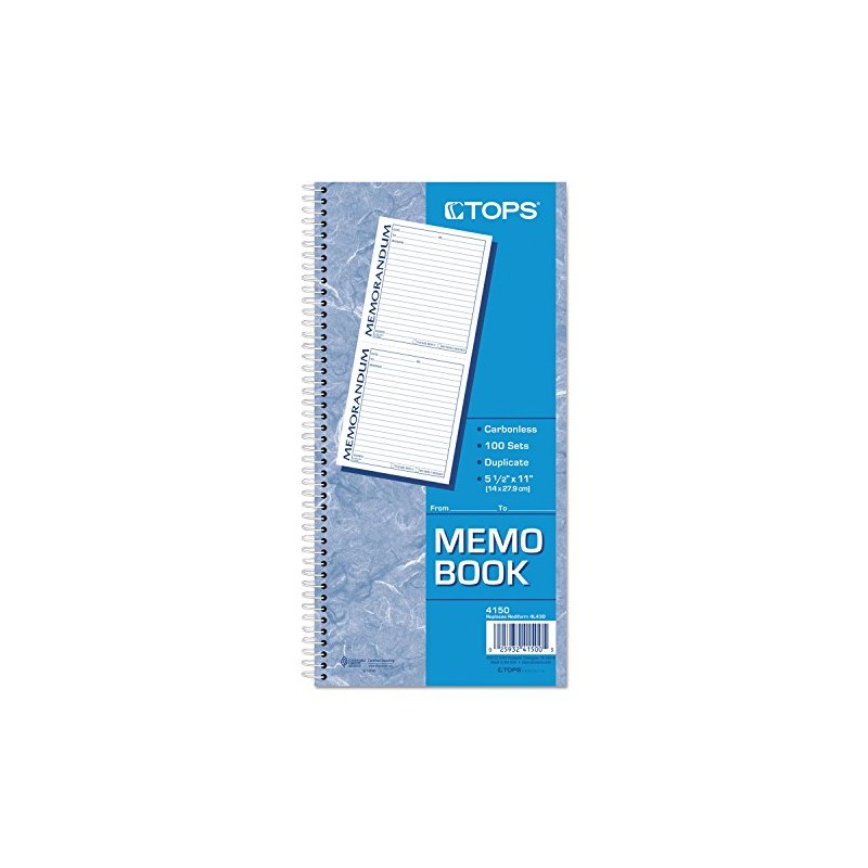 TOPS Memorandum Forms Book, 2-Part, Carbonless, 2 Memos per Page,