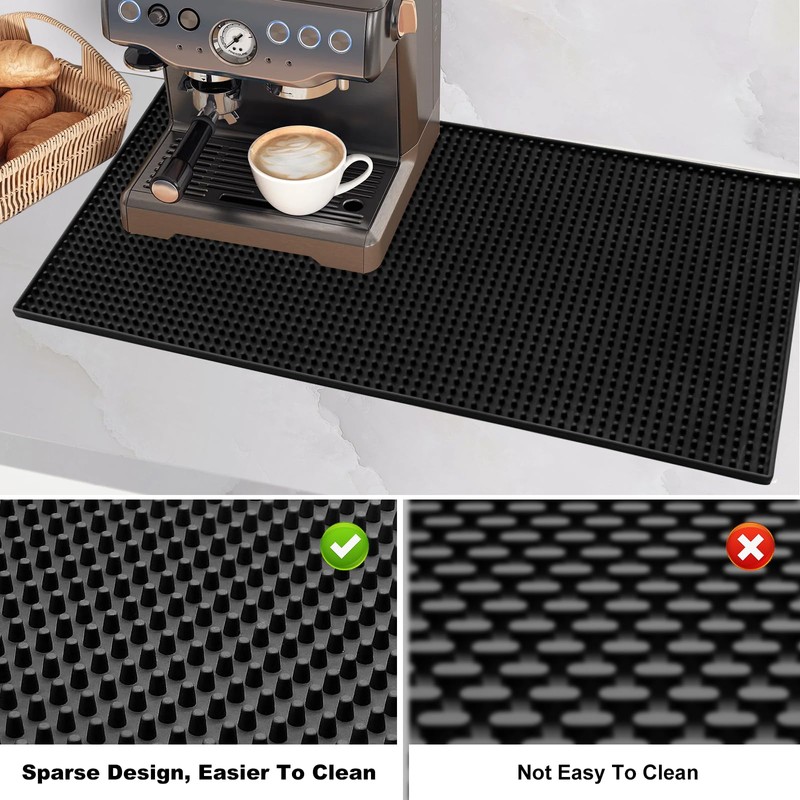 Extra Large Bar Mats for Countertop 16X28'', Thicker Rubber Coffee