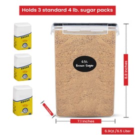 Extra Large Flour And Sugar Storage Containers 220 Fl. Oz - 2 Pc Plastic Airtight Food Storage Rice Containers With Lids - Kitchen Pantry Organizer And Storage Canisters, Marker and Labels