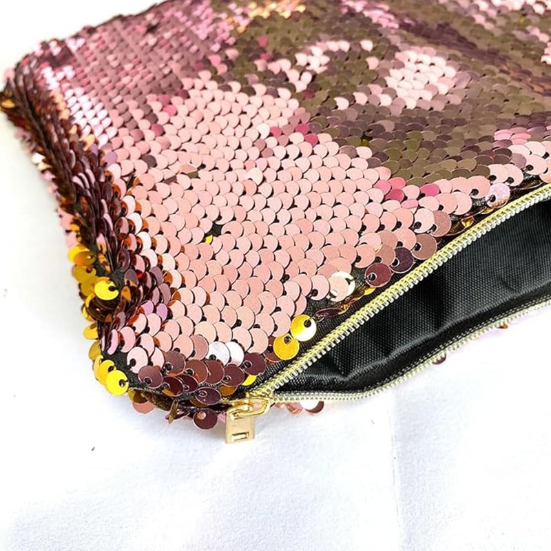 Double-Sided Glitter Pencil Case Reversible Sequin Zipper Pencil Pouch for