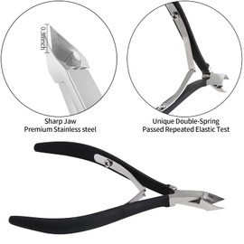 Cuticle Trimmer with Cuticle Pusher and Cutter-YINYIN Cuticle Cutter Cuticle Nipper Professional Stainless Steel Cuticle Clippers Durable Pedicure Manicure Tools for Fingernails and Toenails (Black) | YINYIN