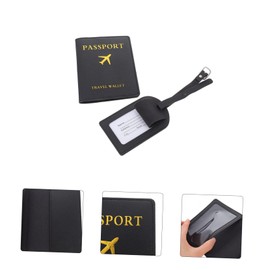 SHOWERORO Pu Luggage Tag and Passport Holder Set Travel Accessory for Easy Identification Document Storage and Smooth Surface Comfort for Suitcases and Handbags
