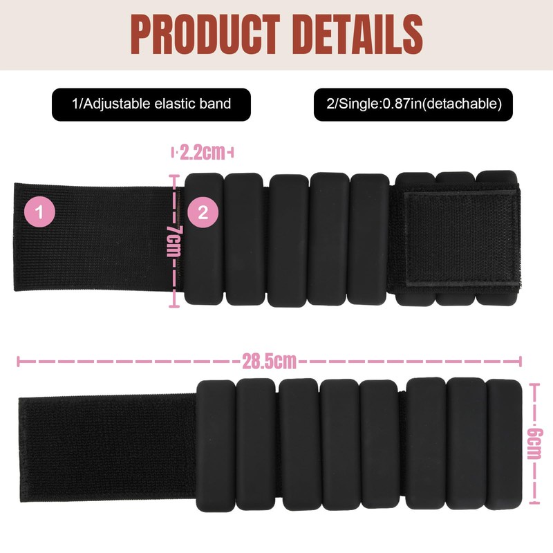 Adjustable Ankle Weights, Pack of 2, 2Lbs, JOMWEN Wrist &
