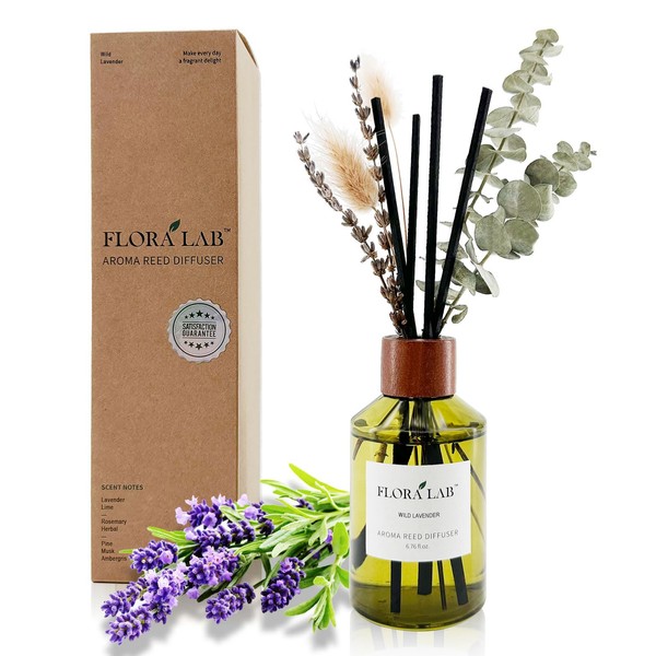 Flora Lab Reed Diffuser Set with Sticks and Real Dried