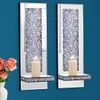 Aeveco Crystal Crush Diamond Mirrored Candle Sconces, Silver Wall Candle