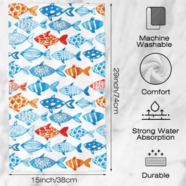 SAYOUZ Fish Bath Hand Towels Set of 2, Watercolor Fish on White Decorative Bath Towels Soft Super Absorbent Hand Towels for Bathroom Hotel Gym Home Decor,14"X28"