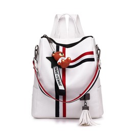 FANDARE Fashionable Backpack Waterproof Women's Handbags Women's Handbags PU Leather Shoulder Bags for Travel Shopping Work Daypack School Bag School Bag, White, Fashionable