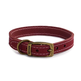 Ancol Timberwolf Premium Leather Dog Collar - Comfortable Durable Pet Training Accessory - Raspberry Bridle Leather - Soft Supple Waterproof Treated - 55-63cm Size 8
