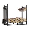 Fire Beauty Fireplace Log Rack with Kindling Holder and Firewood