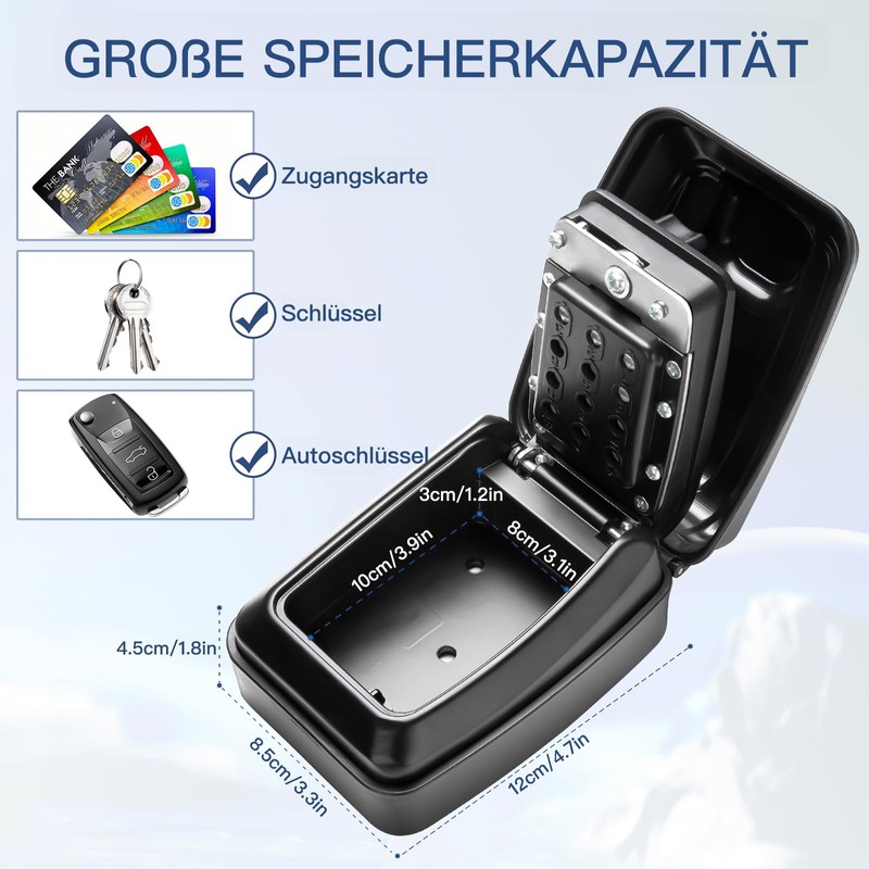 Tuocal Key Safe with Number Code, Wall Mounted Key Box