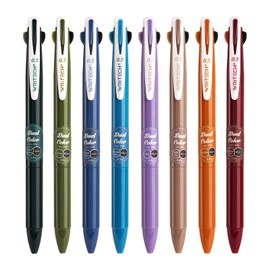 WRITECH Retractable Gel Ink Pens: Multi Colored 2 in 1 Colorful Click Pens Assorted Color 8ct Extra Fine Point Tip 0.5mm Journaling Smooth Writing Note Taking Coloring No Bleed & Smear & Smudge