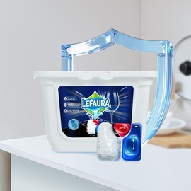 LEFAURA Dishwasher Pods, Pack of 50, No Pre-Rinse Triple Action Cleaning Tablets with Built-in Salt, Residue free Professional Grade